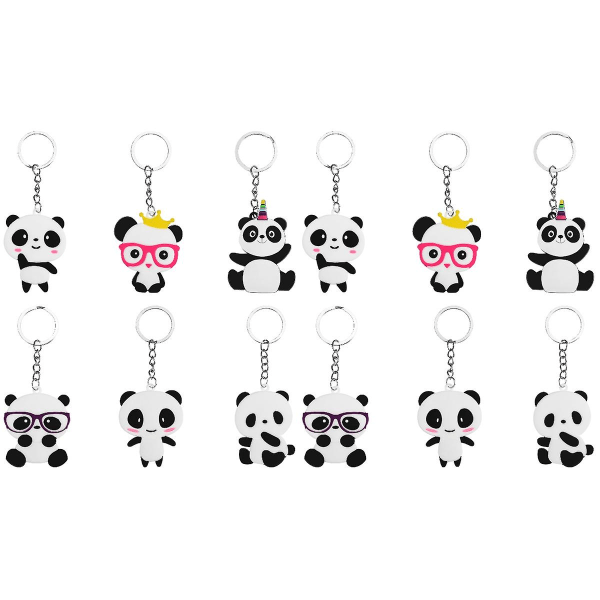 2 stk 6 stk tegneserie panda nøgleringe Nøglering Party favoriserer vedhæng til børn Legetøj Ornament Souvenir gave
