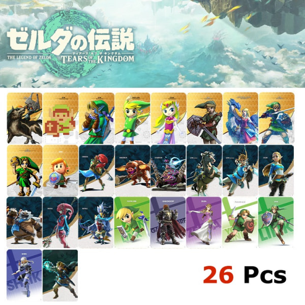 Legend of Zelda Kingdom Tears amiibo Card -minikortti 26 Pcs