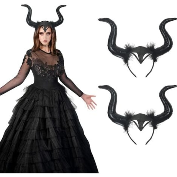 Pcs Demon Headband Horns Queen Headband Black Party Cosplay Fancy Dress Headband Unisex-Adult Hair Headband Gothic Wicke