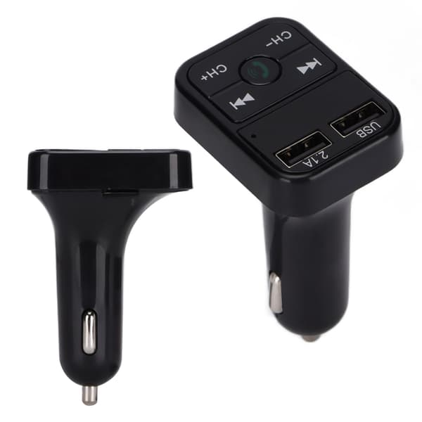 Bluetooth 5.0 FM-sender Trådløs adapter MP3-afspiller Dobbelt USB hurtigoplader til iOS