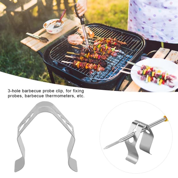 3 stk. Grillprobeclips i rustfrit stål, 3 huller, grilltilbehør