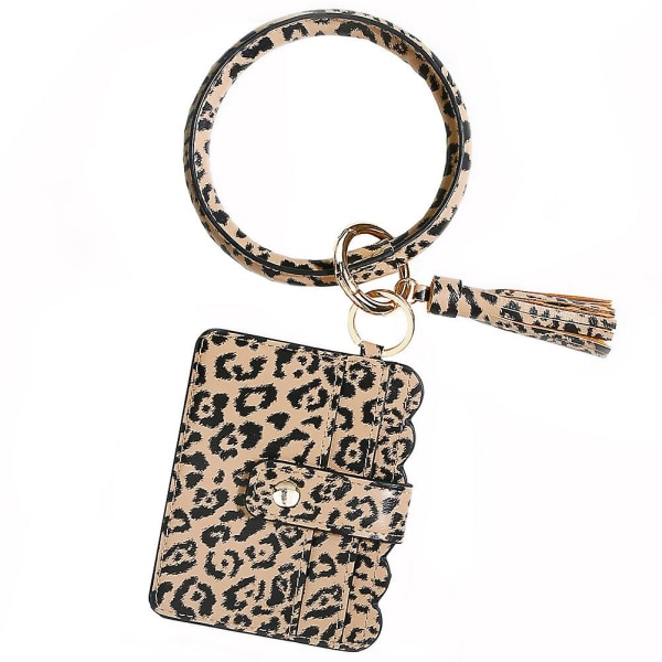 1st väska leopardmönster påse fransarmband nyckelring väska Pu läderväska