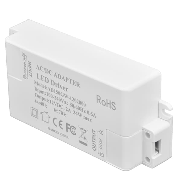 DC12V 24W 2A LED-driver konstant spenning multifunksjonell DIY LED-lystransformator AC 100‑240V