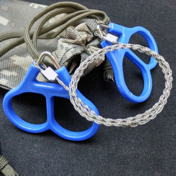 Cord Sav Rustfrit Stål Mini Cord Save Emergency Chainsaw Survival Kit til vandring Camping Survival Emergency Blue，