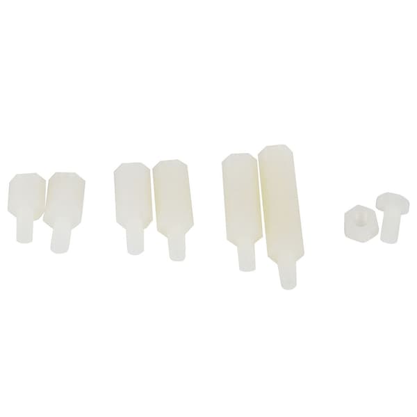 180 st M3 Nylon Skruv Mutter Hane Hona Standoff Sortimentslåda Vit