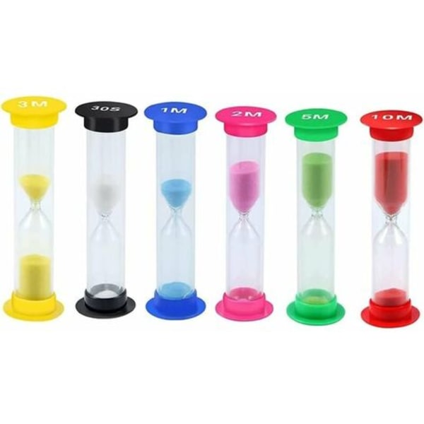 Timeglas, køkken timeglas te-timer 30s/1mins/2mins/3mins/5mins/10mins for børn og voksne, hjem, kontor, spil 6 stk.