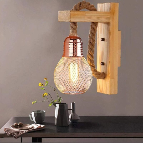 Væglampe i retro industriel stil Creative lamper (bjælke med sort dæksel), til indendørs og udendørs