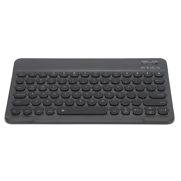 Trådløst rundt tastatur med baggrundsbelyst børstet overflade 10 tommer Android Windows iOS Sort