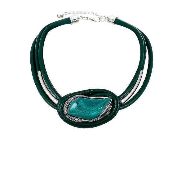Personality Creative Resin Lädersnöre Geometriskt Halsband Damsmycken