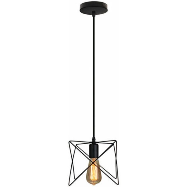 Creative Wrought Iron Pendant Chandelier Kitchen Living Room Bedroom Modern Industrial E27 Pendant Lamp - Black