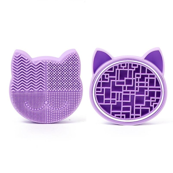 Silikoninen meikkiharjan puhdistusmatto, jossa on siveltimen kuivauspidike, harjanpuhdistusmatto Kannettava karhun muotoinen kosmeettinen harjan puhdistustyyny Purple