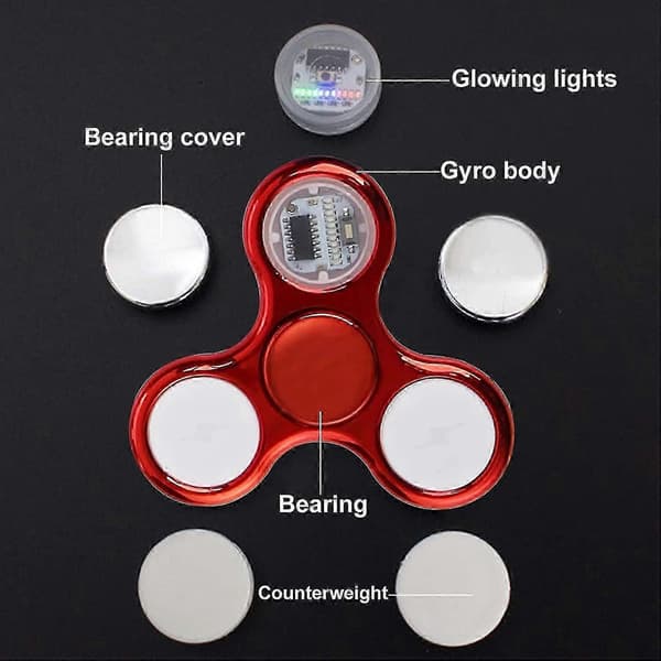 6-pak LED-lysende Fidget Spinners til ADHD og angstlindring
