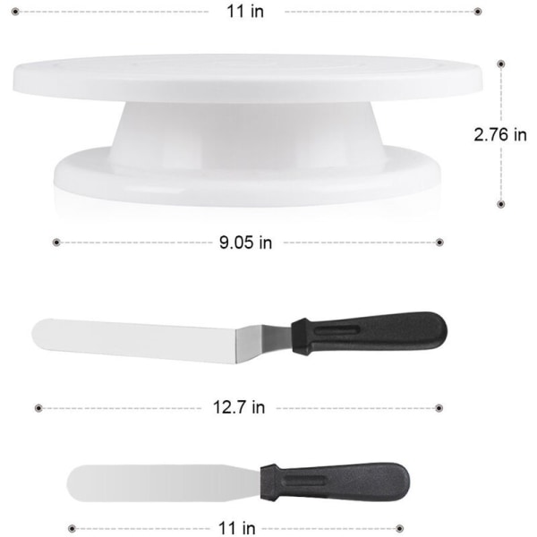 11" Plast Tårta Skivspelare Set, skrapa, skrapa, dekoration