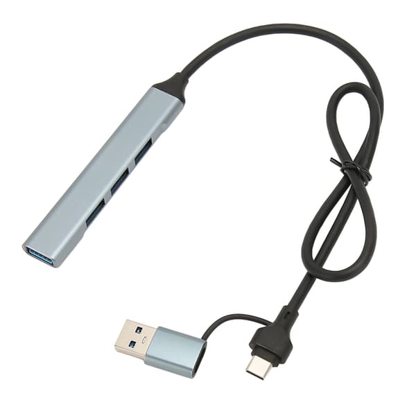 USB C Hub 4 Port 5Gbps Aluminiumlegering Plug Play Space Grey USB 3 0 Dokkingstasjon for Stasjonær PC Laptop