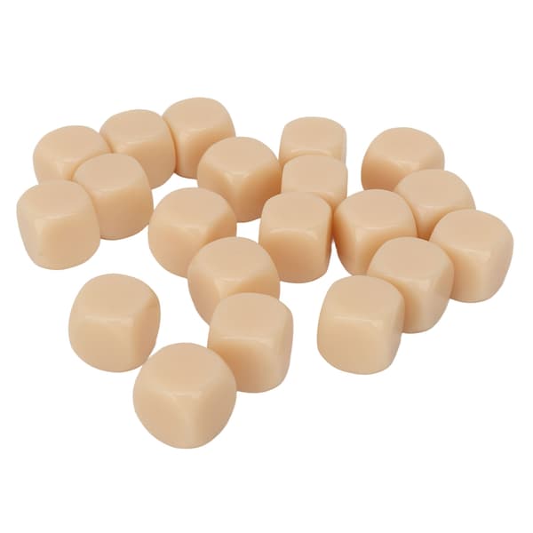 20 Rundade Hörntärningar 16mm Tomma Beige Plast Brädspel Fest Lärleksaker