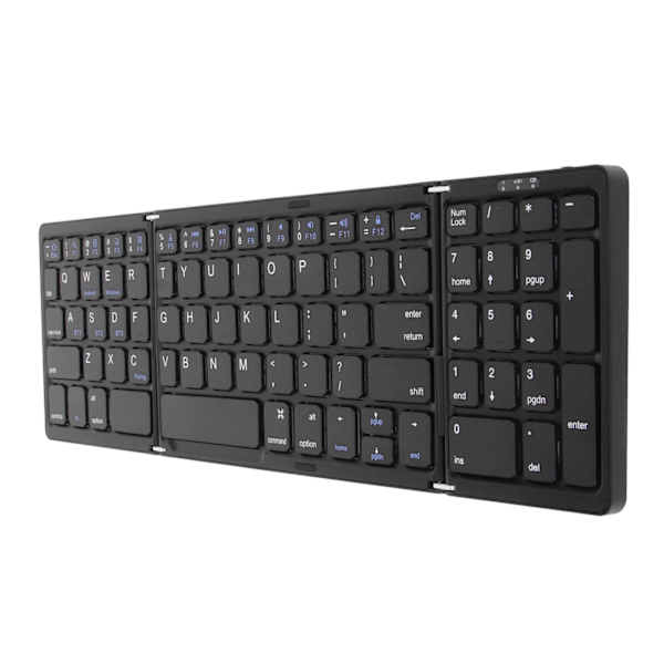 Bluetooth Trådløst Triple Foldbart Tastatur Multi-Enhedsforbindelse til Laptop Tablet Telefon Sort
