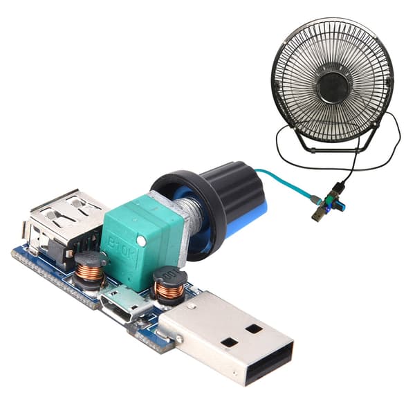 2 stk USB-viftehastighetskontroller DC4~12V 5W viftehastighetsregulator for kontor hjemme
