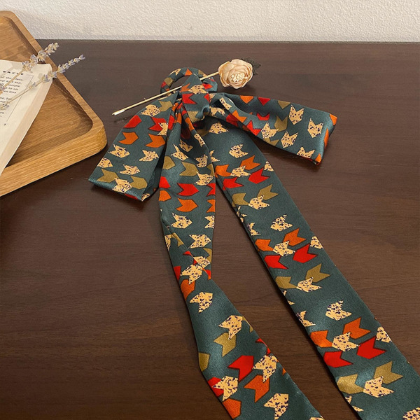 Silk Satin Headdress Print Silk Scarf Hår Scarf Silk Bandana for Women Girl Beige