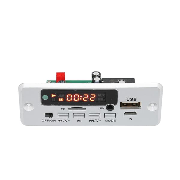 12V MP3 Dekoderkort AUX USB-port Minneskort U Disk Silver 02EA