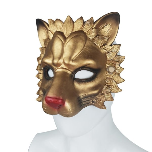 Lion Mask Halvt ansikte Dekorativt försörjning Hållbar 3d för Halloween maskerad Pu Skum Lejonmask Vuxen kostym Festtillbehör PUM20005-4