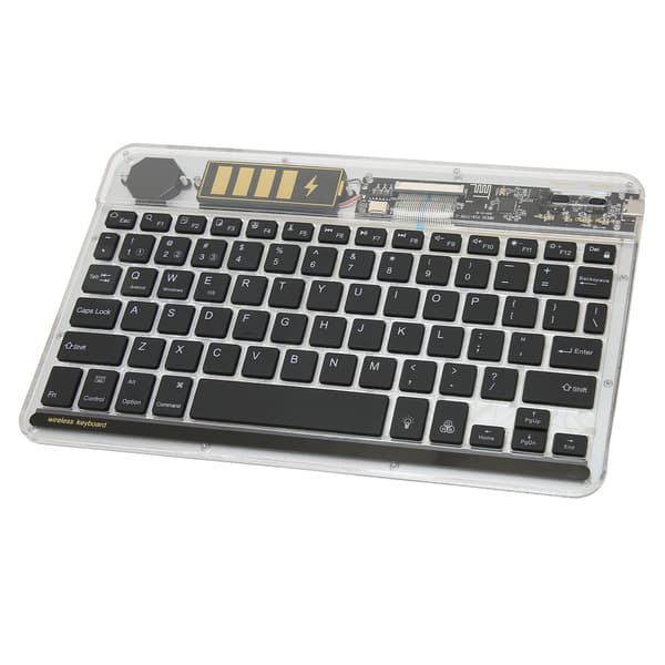 10 tommer Transparent Trådløst Bluetooth Tastatur Multi Enhed Baggrundsbelysning Ultratynd til Bærbare Computere Telefoner Tablets Sort