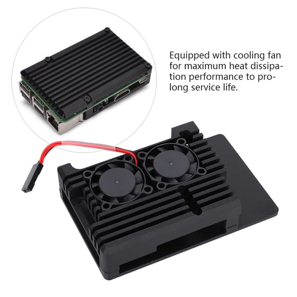 Värmeavledningsfodral i aluminiumlegering Dubbla fläktar Kompatibel med Raspberry Pi 3 Modell 2B 3B