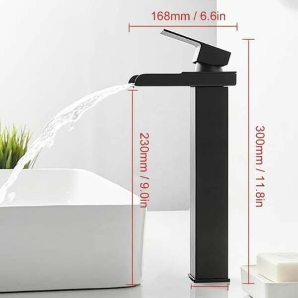 High Basin Waterfall Hana Mattamusta Suorakaiteen muotoinen Kuuma Kylmä Säädettävä Neliön Kylpyhuone Työtaso Altaan käsinpesuun