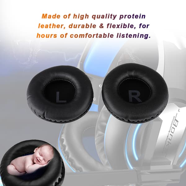 2 stk. 80 mm universelle erstatningsøreputer L R-merke hodetelefoner headset