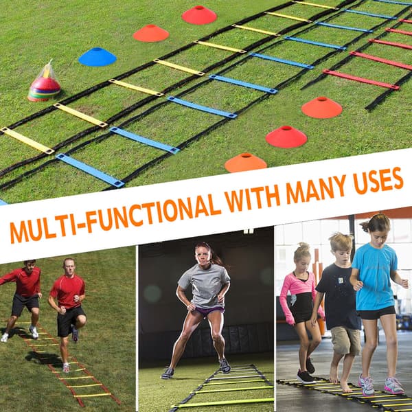 Speed Agility Train Kit, 19Ft Flad Stige 10 stk. Diskuskegler til Atletisk Træning