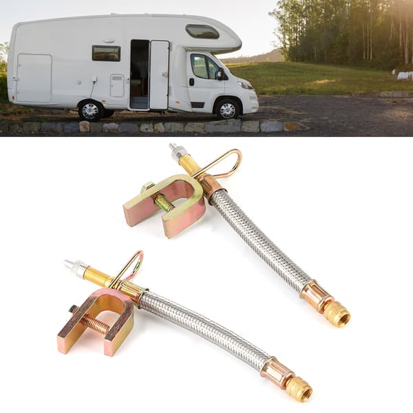 2 stk. Universal Bil Dækventil Forlænger Adapter Rustfrit Stål Flettet Slange 150mm