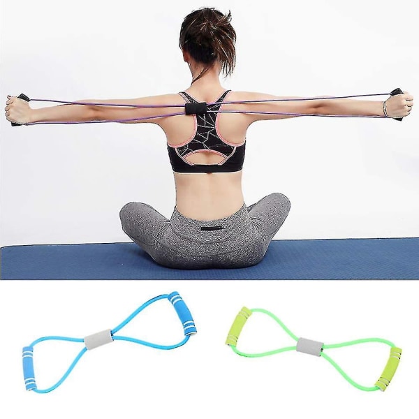 Hem Gym Toner Yoga Resistance Band Expander Stretch Rope 8 Formade Resistant Exercise Band Fitness Band Gummi Spänningsrep 2 delar