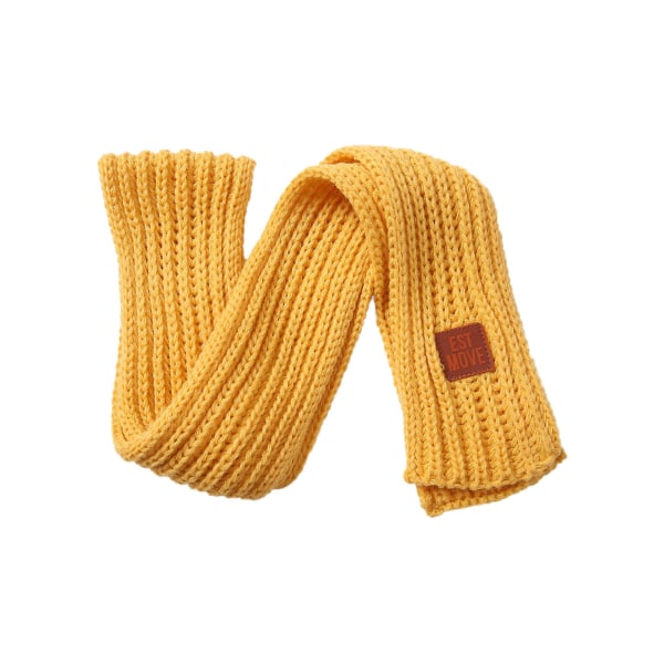 Unisex stickad halsduk för barn Bokstavsmönster Halsduk Halsvärmare sjal för höst och vinter Yellow One Size