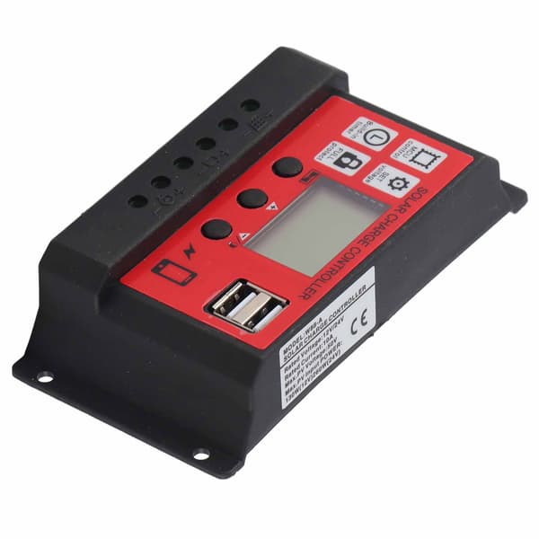 Solar Charge Controller Justerbar Solpanel Batteri Intelligent Regulator med LCD-display 12V 24V10A