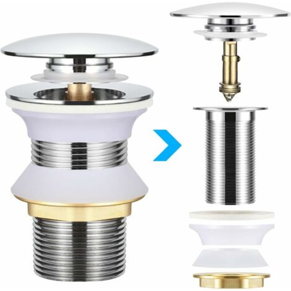 Pop Up Sink Plug Automatisk plugg Mässing Dränering System Utkastbar Dräneringsplugg Universal Waste Plug