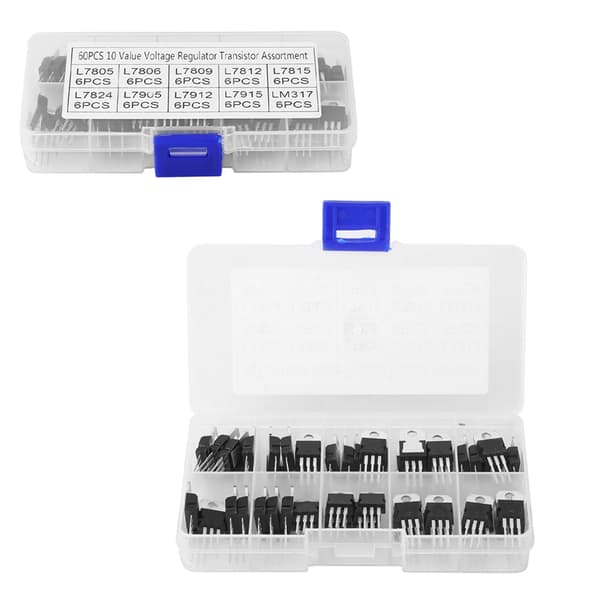 60 stk. L7805CV LM317T Transistor Sortimentsett 10 Verdier Oppbevaringsboks