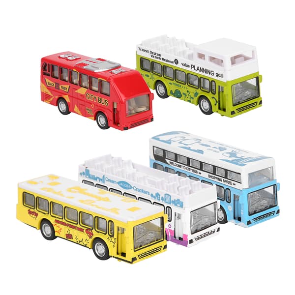 1:60 Legeret Bus Model Træk Tilbage Åbningsbar Dør Høj Simulation Bus Model Legetøj A Style 5 stk