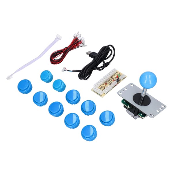 QM070901 Noll Fördröjning Arkadspel Joystick DIY Kit med Encoder Board 10 Knappar för MAME Blå