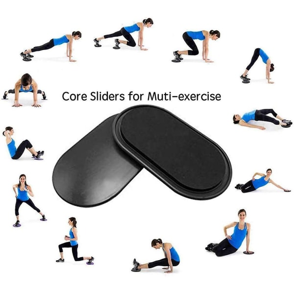 Harjoitusliukulevyt, Sport Core Sliders -harjoittelu matolla ja kovapuulattialla Fitness Kuntolaitteet fitness/ venytys / jooga / pilates Black