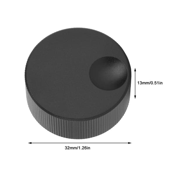 32x13mm Sort Frostet Solid Aluminium Volumkontrollknapp for 6mm Potensiometer
