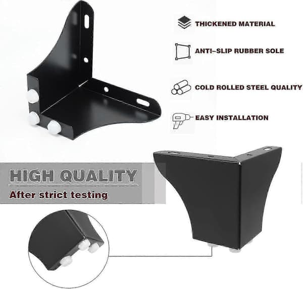 4 st Metallmöbelben, 10 cm höga soffben, moderna triangulära möbelfötter DIY-ersättning