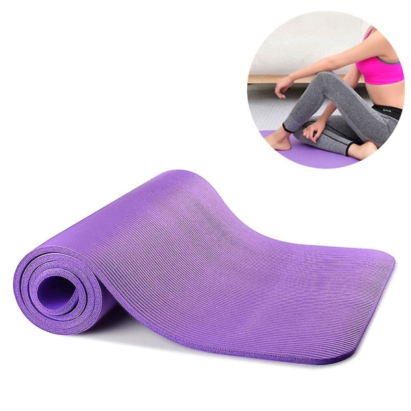 Yogamatta, halkfri träningsyogamatta, matta träningsmatta med bärrem för kvinnor Yoga, pilates, meditation, träning hemmagym, golvträning Purple