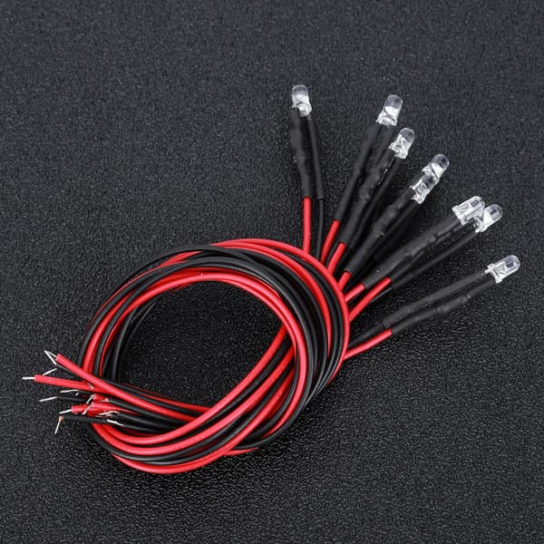 12V Lilla LED Lysdiode 3mm Rundt Hode med Ledningssett
