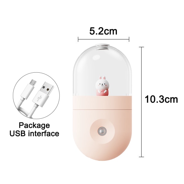 USB Car Mini Portable Luftfuktare Nano Water Spray (rosa) Pink Rabbit
