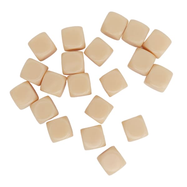 20 Rundade Hörntärningar 16mm Tomma Beige Plast Brädspel Fest Lärleksaker