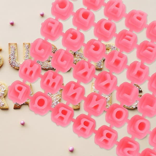 Letter Cookie Stamp Set for Cookie Pressing 1 Set with Small Alphabet and Number Molds