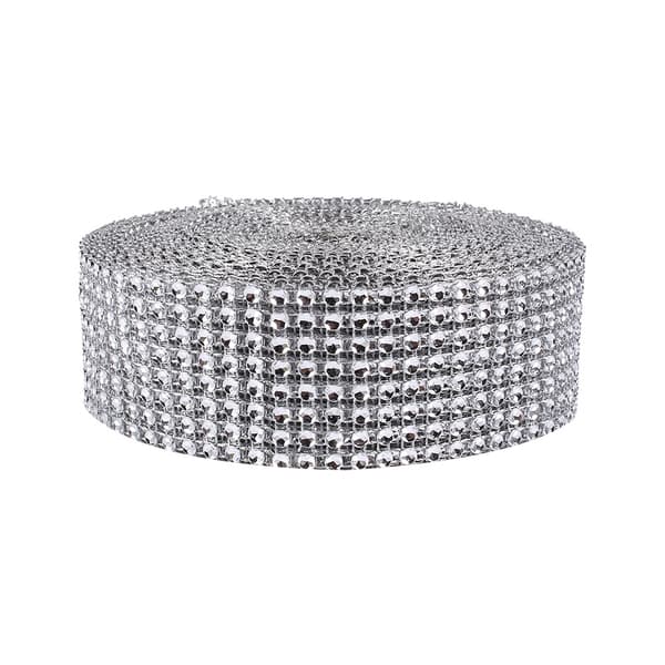 10 Yard Sølv Rhinestone Mesh Bånd Rulle Krystal Diamant Wrap til Kunst Håndværk