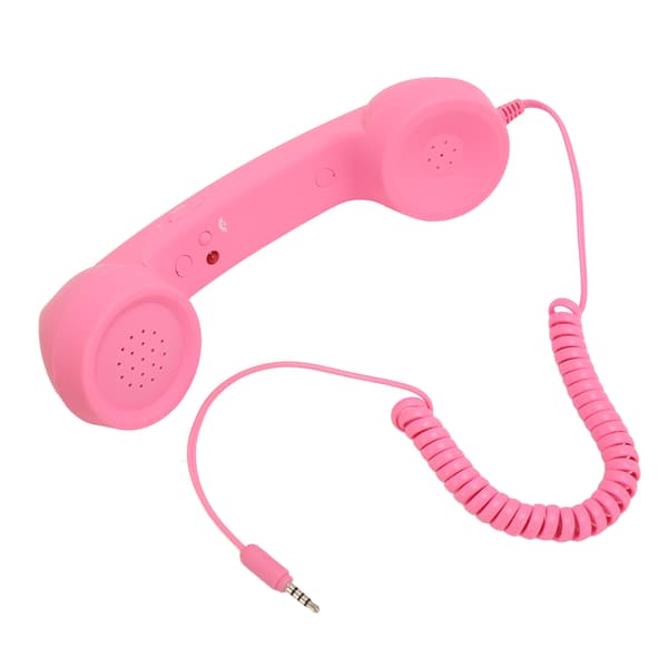 Retro Strålningssäker Trådbunden Telefonlur 3,5 mm Plugg för Smartphone Dator Rosa