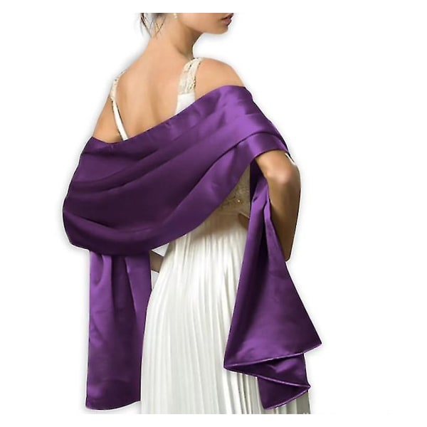 Ny enfärgad aftonklänning Sjal Lång Satin Halsduk Dekorerad Bröllop Cheongsam Med Satin Monokrom Sjal 1 Styck Purple