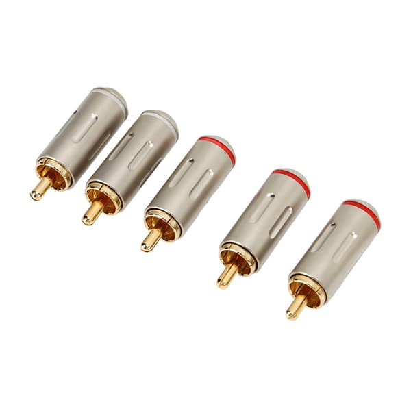 5 stk. RCA hannpluggadapter Metall Høy styrke Slitesterk lydkabeladapter Bil