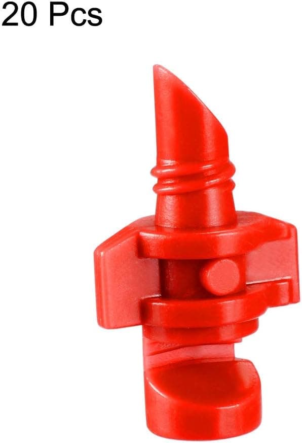 Micro Spray Fan Nozzle, 360 Degree Refraction Atomized Dripper for Hydroponic Garden Irrigation, 20 Pcs (Red)